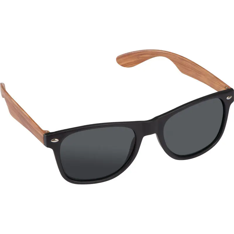 Stylische Sonnenbrille mit Bambus-Optik Bügeln, UV 400 – Beige