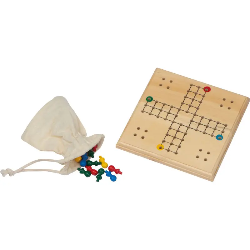 Klassisches LUDO Brettspiel aus Holz in Braun - Zeitloser Familienspaß