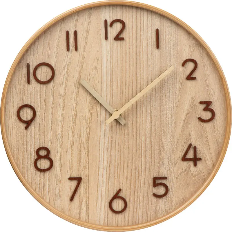 Beige Holzwanduhr, Elegantes Design, Präzise & Dekorativ