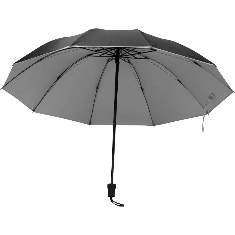 Taschenschirm aus Pongee mit silbernem Innenteil in Schwarz - Stilvoller Schutz bei Regen