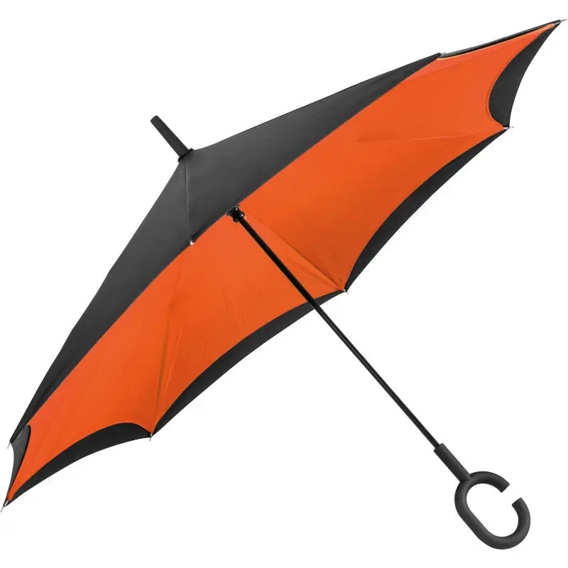 Faltbarer 190T Pongee Regenschirm mit Handgelenksschlaufe - Orange