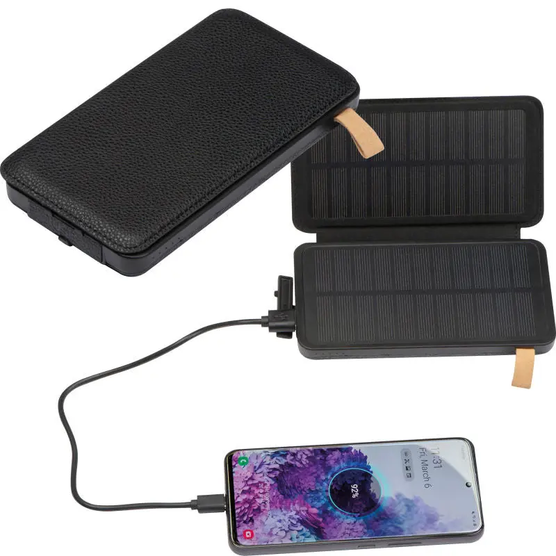 Schwarze Solar-Powerbank 8000mAh - Umweltfreundlich & Leistungsstark