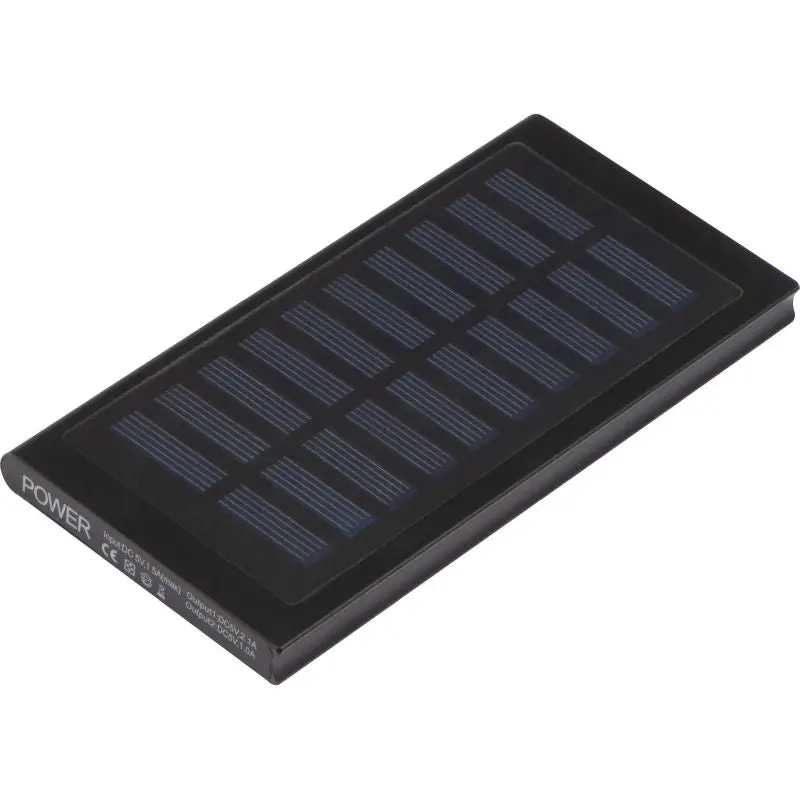 Solarbetriebene Metall Powerbank 8.000mAh in Schwarz – Nachhaltige Energielösung