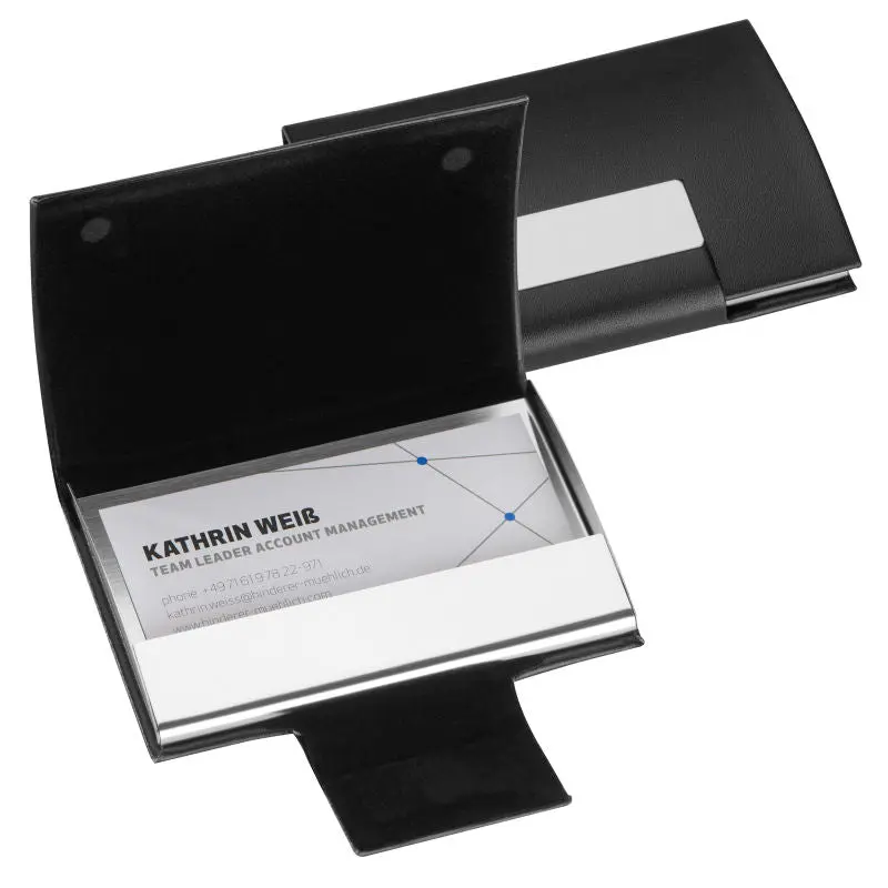 Visitenkartenetui mit Kunstlederbezug - schwarz: Elegantes Etui für professionellen Auftritt