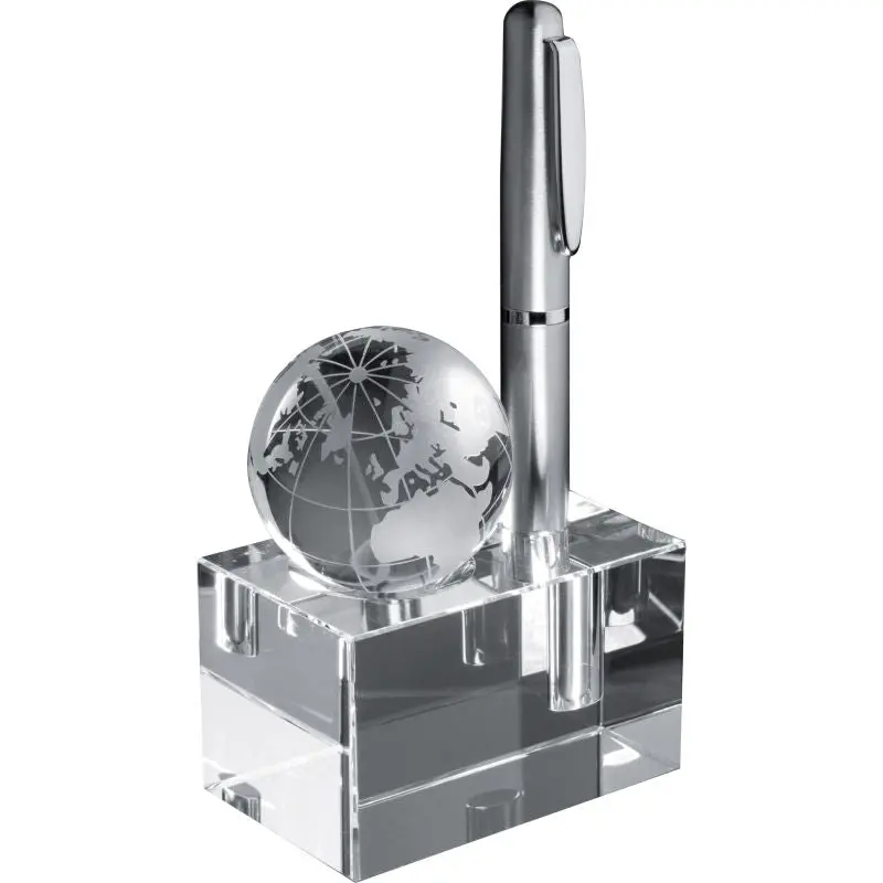 Transparenter Glas-Stiftehalter mit Entfernbarer Globus-Dekoration