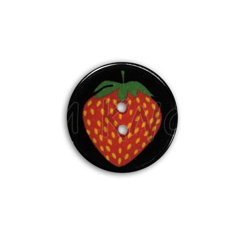 Knopf Erdbeere Schwarz-Rot – Resinknopf JIM-13206