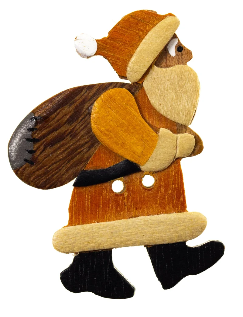 Kinderknopf Weihnachtsmann Braun 36 mm – Holzknopf JIM-12002