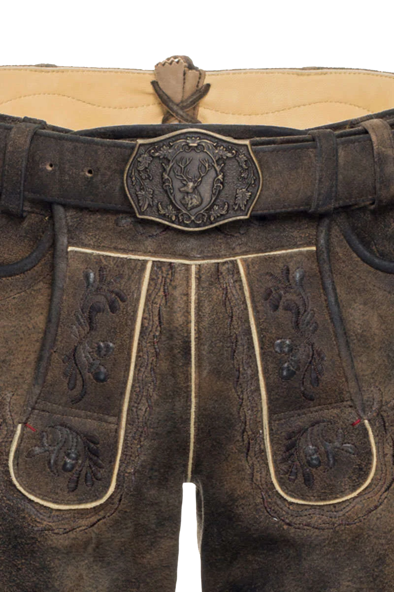 Herren Lederhose kurz mit Gürtel
