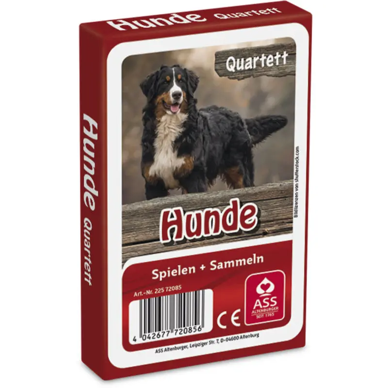 Hunde-Quartett Spiel, 33 Blatt in eleganter Faltschachtel - Entdecke Hunderassen spielerisch