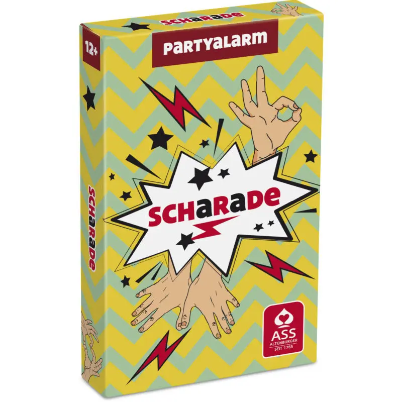 Scharade Partyspiel in Faltschachtel - Mime und Rate Spaß für die ganze Familie