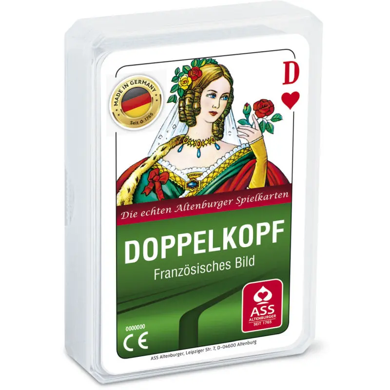 Doppelkopf Kartenset, französisches Bild, 55 Blatt in Kunststoffetui - Dauerhafter Spielspaß