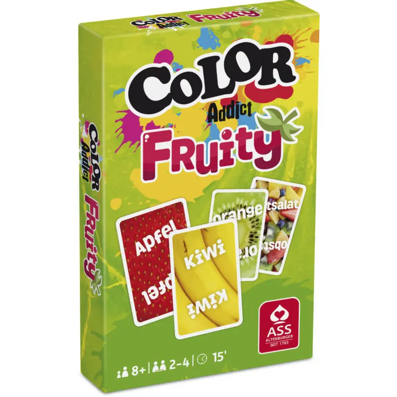 Color Addict Fruity Kartenspiel, 33 Blatt in Faltschachtel - Bunter Spielspaß für Alle