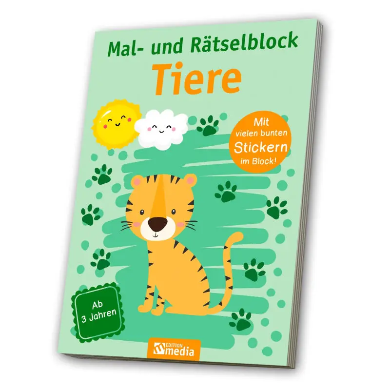 Mal- & Rätselblock Tiere - Kreativer Tierischer Rätselspaß
