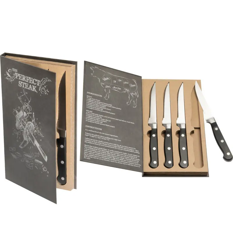 Premium 4er Steakmesserset London - Schwarz Hochwertige Fleischmesser für Steakliebhaber