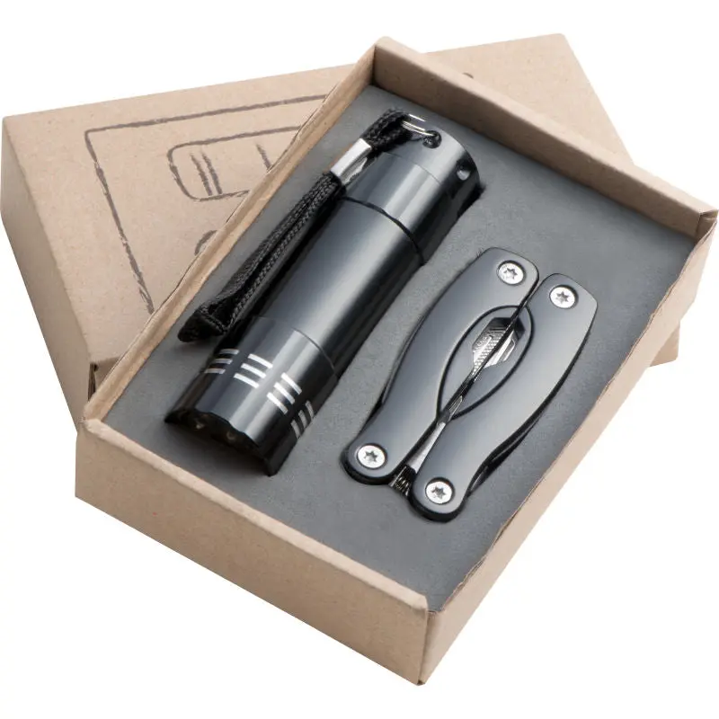 Oakland Taschenlampen- & Multitool-Set in Schwarz – Ihr praktischer Alltagsbegleiter
