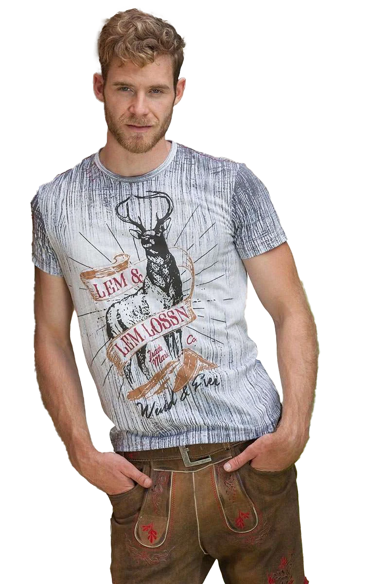 Herren Trachten T-Shirt 'Lebn lossn, Wild & Frei'