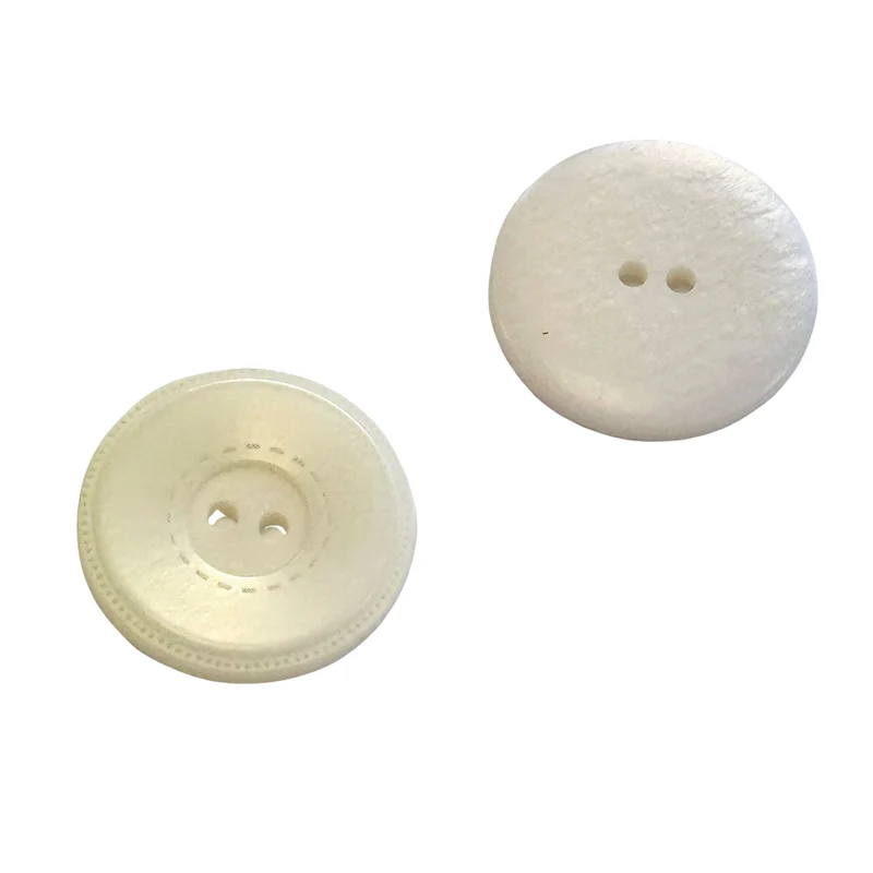 Knopf 2-Loch Creme mit Stepprand KN-13-B