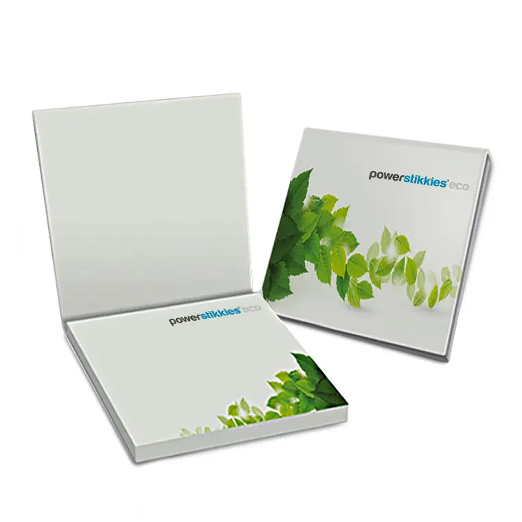 Eco PowerStikkies: Recycling-Haftnotizen im Kartonumschlag, 70 x 70 mm - Umweltfreundlich