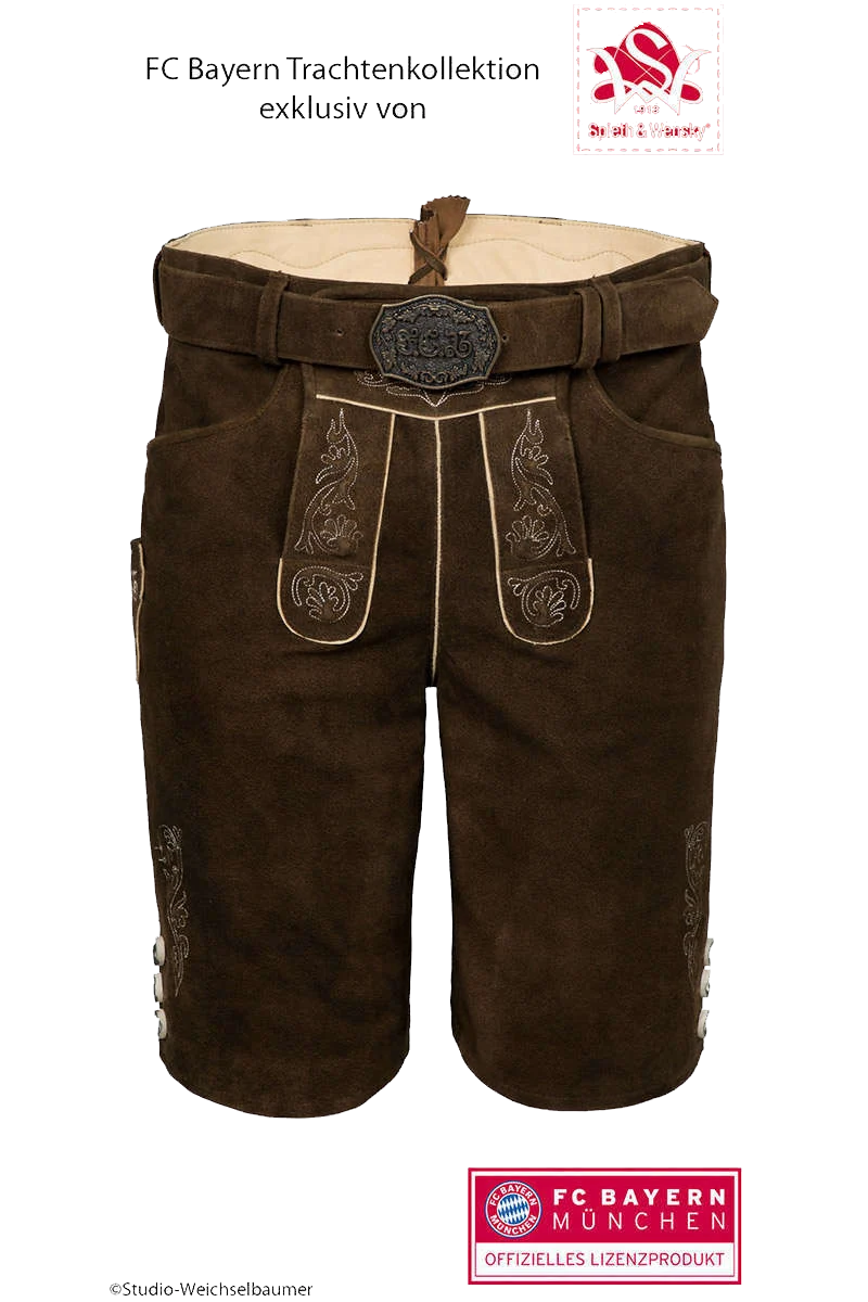 Herren Lederhose FCB kurz Fan Kollektion