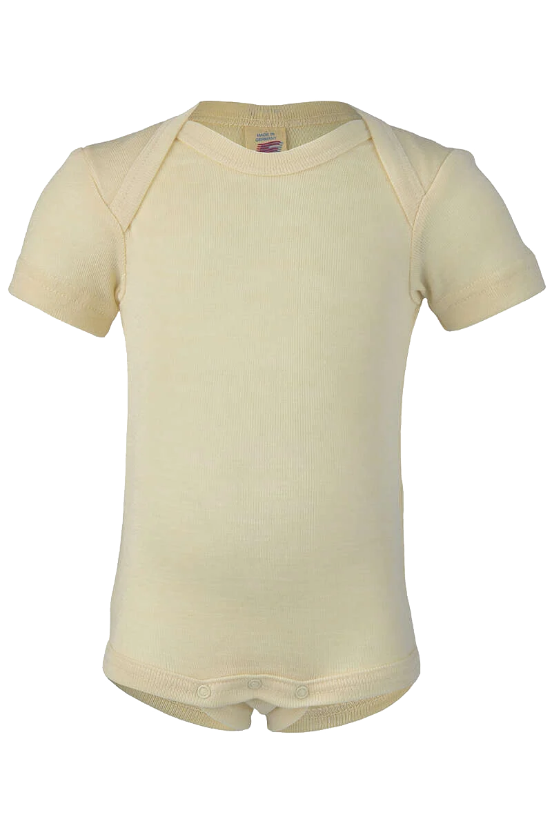 Babybody aus Wolle/Seide kurzarm