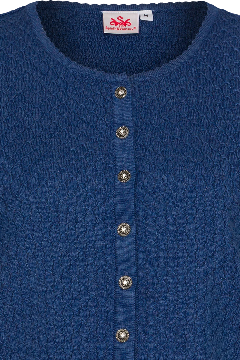 Dirndljacke kurz mit Wabenmuster - mittelblau