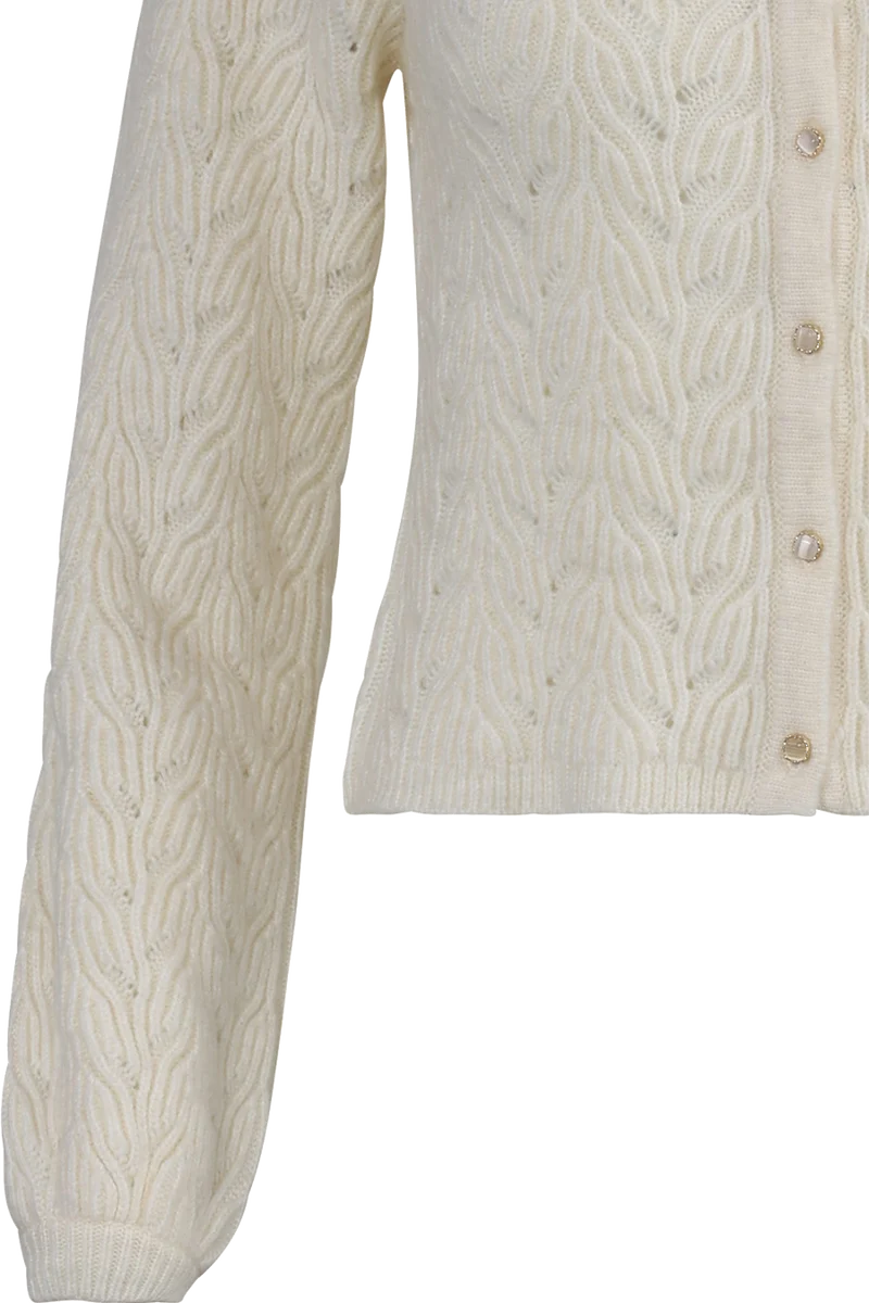 Damen Dirndljacke mit erhabenem Strickmuster - seidenweiß