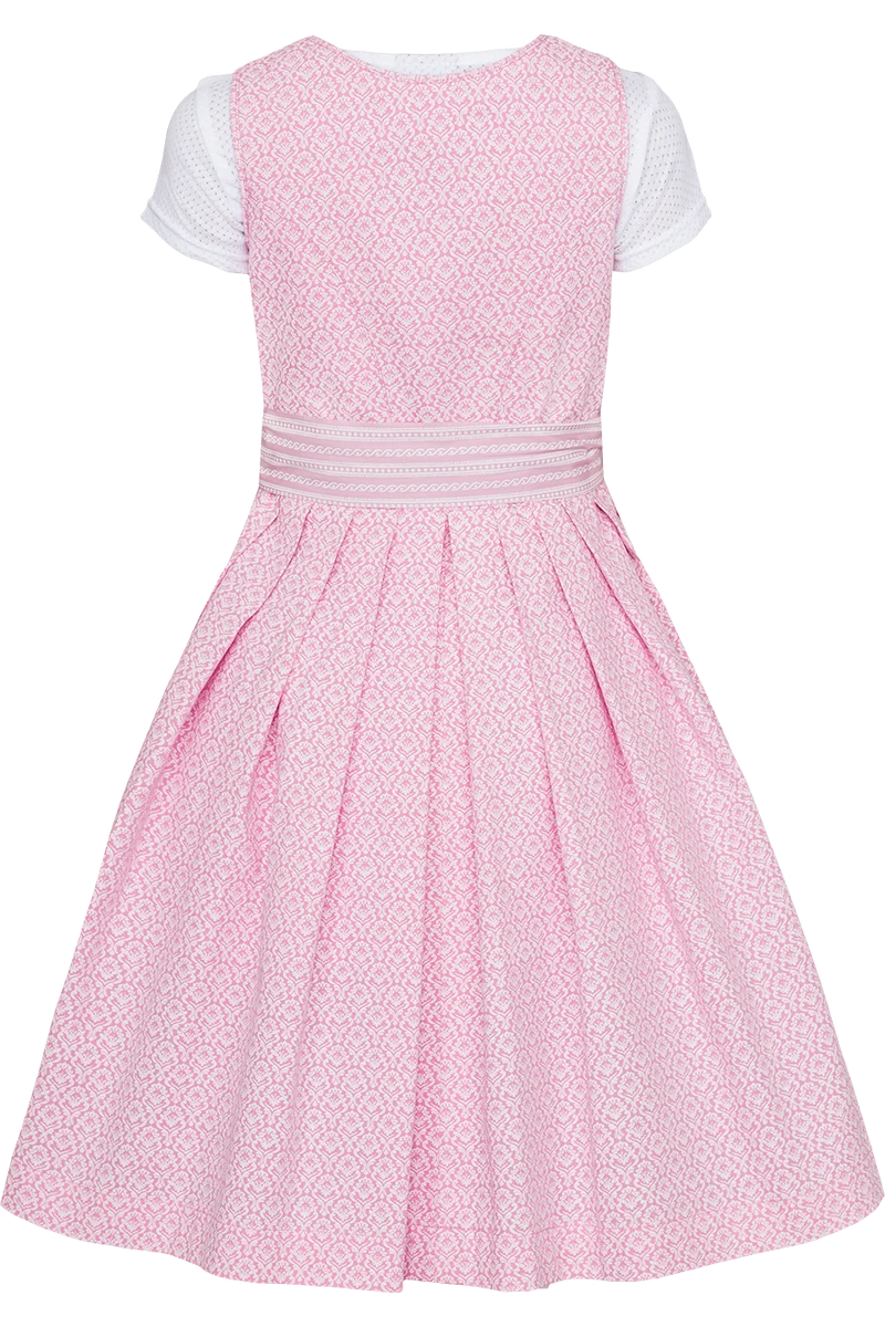 Kinder Baumwolldirndl gemustert mit Bluse - rosa