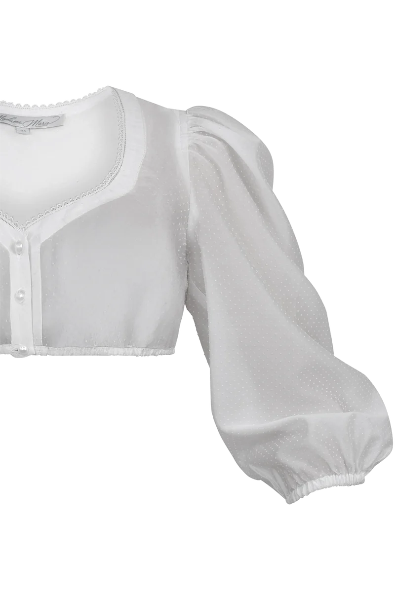 Dirndlbluse mit strukturiertem Punktedesign - offwhite