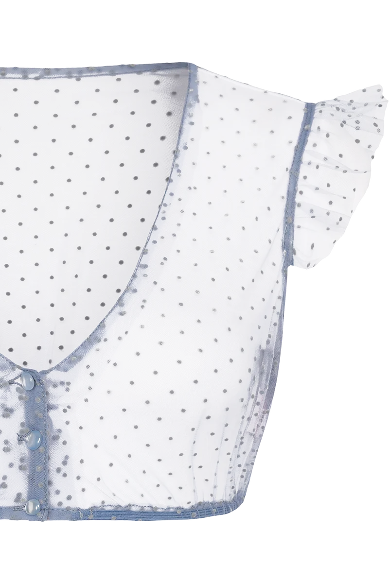 Dirndlbluse transparent mit Punktemuster und Flügelarm