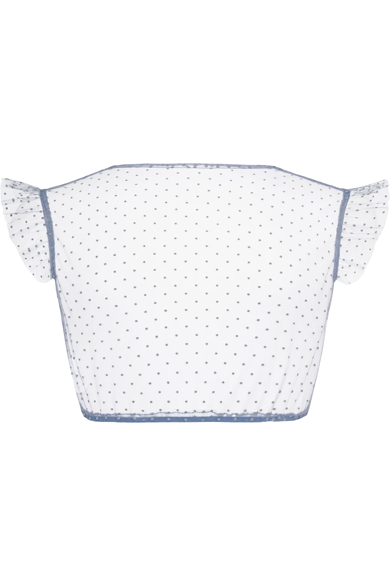 Dirndlbluse transparent mit Punktemuster und Flügelarm