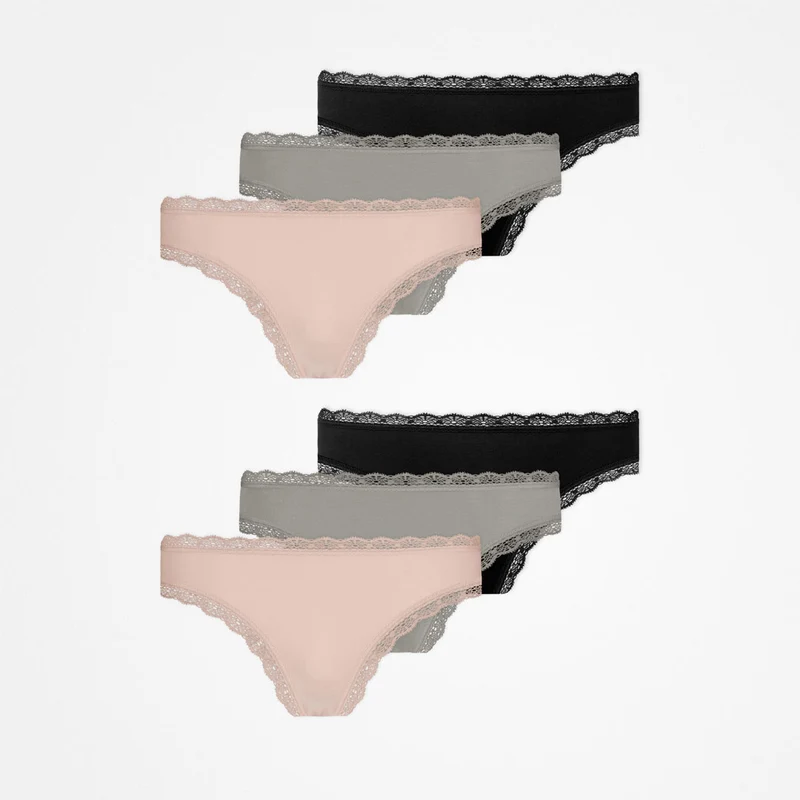 Tangas mit Spitze | Mix (Apricot/Grün/Schwarz)