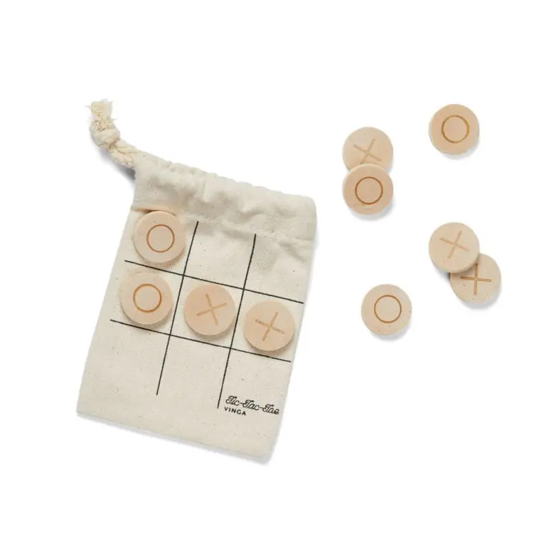 VINGA Tic-Tac-Toe Reisespiel in Braun - Klassisches Strategiespiel für Unterwegs