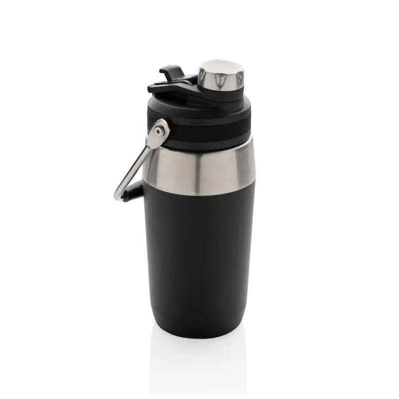 Schwarz 500ml Dual-Deckel Vakuum StainlessSteel Flasche, kompakt