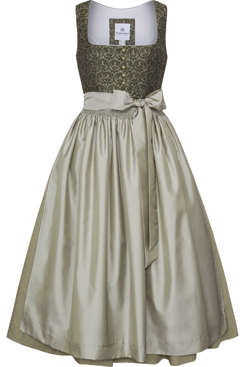 Dirndl lang mit Knöpfen und hochwertigem Jacquardmuster