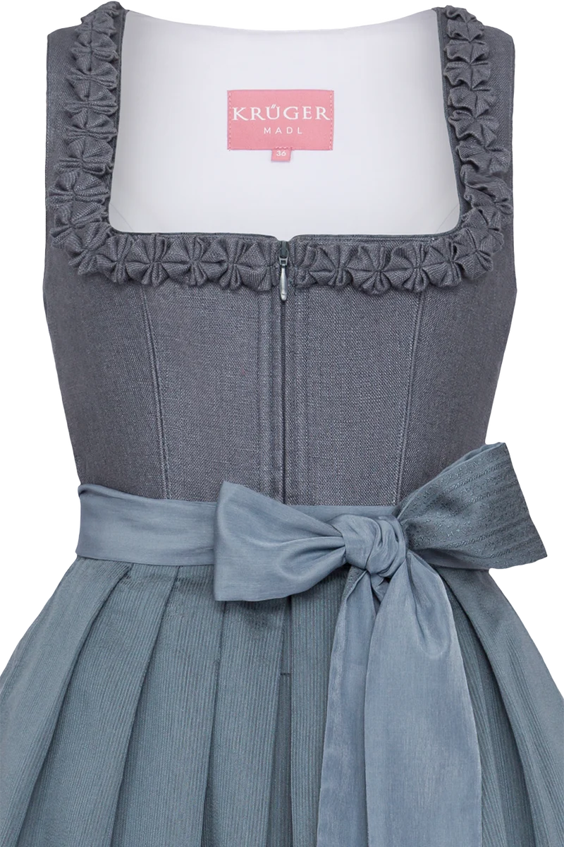 Leinendirndl in Midi-Länge mit Rüschen