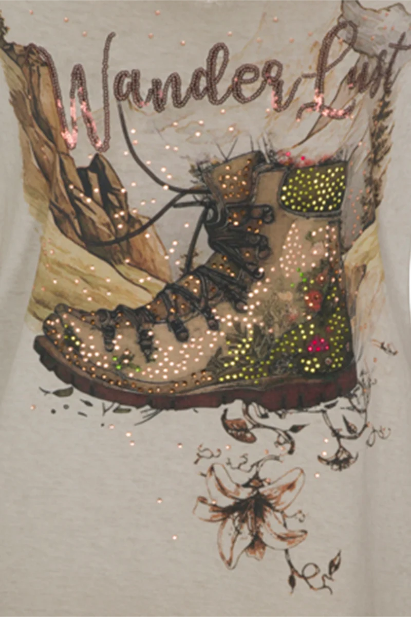 Damen Trachtenshirt mit Wanderschuh-Aufdruck