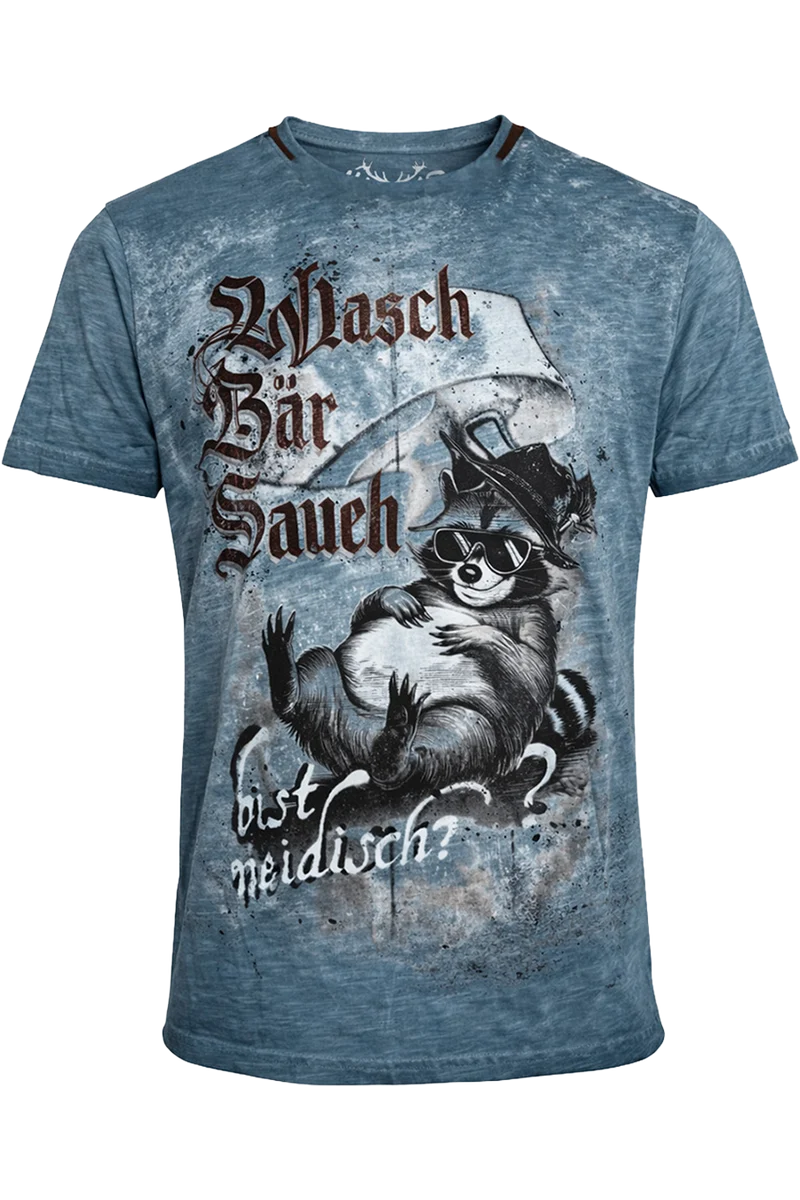 Herren Trachtenshirt mit lässigem Waschbär