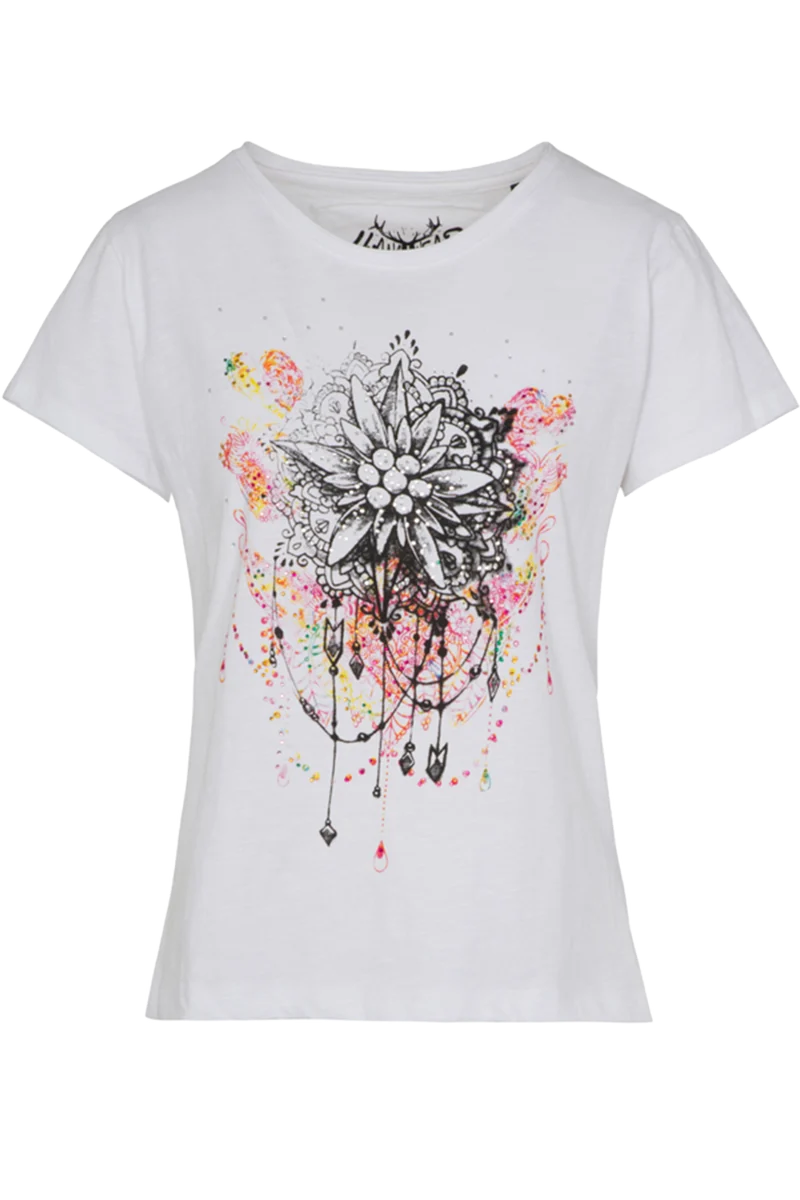 Damen Trachtenshirt mit Edelweiß-Traumfänger-Print