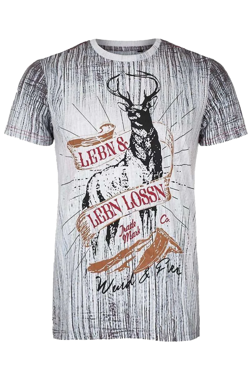 Herren Trachten T-Shirt 'Lebn lossn, Wild & Frei'