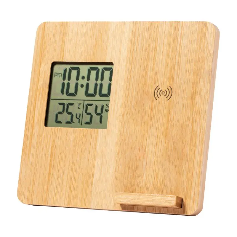 Fiory Wetterstation - Naturholz Thermometer, Hygrometer und Uhr für Innenbereiche