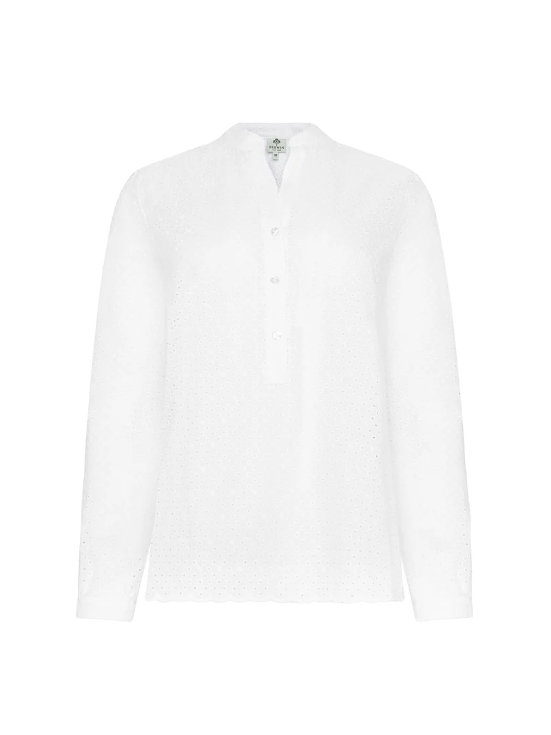 Stehkragenbluse allover bestickt