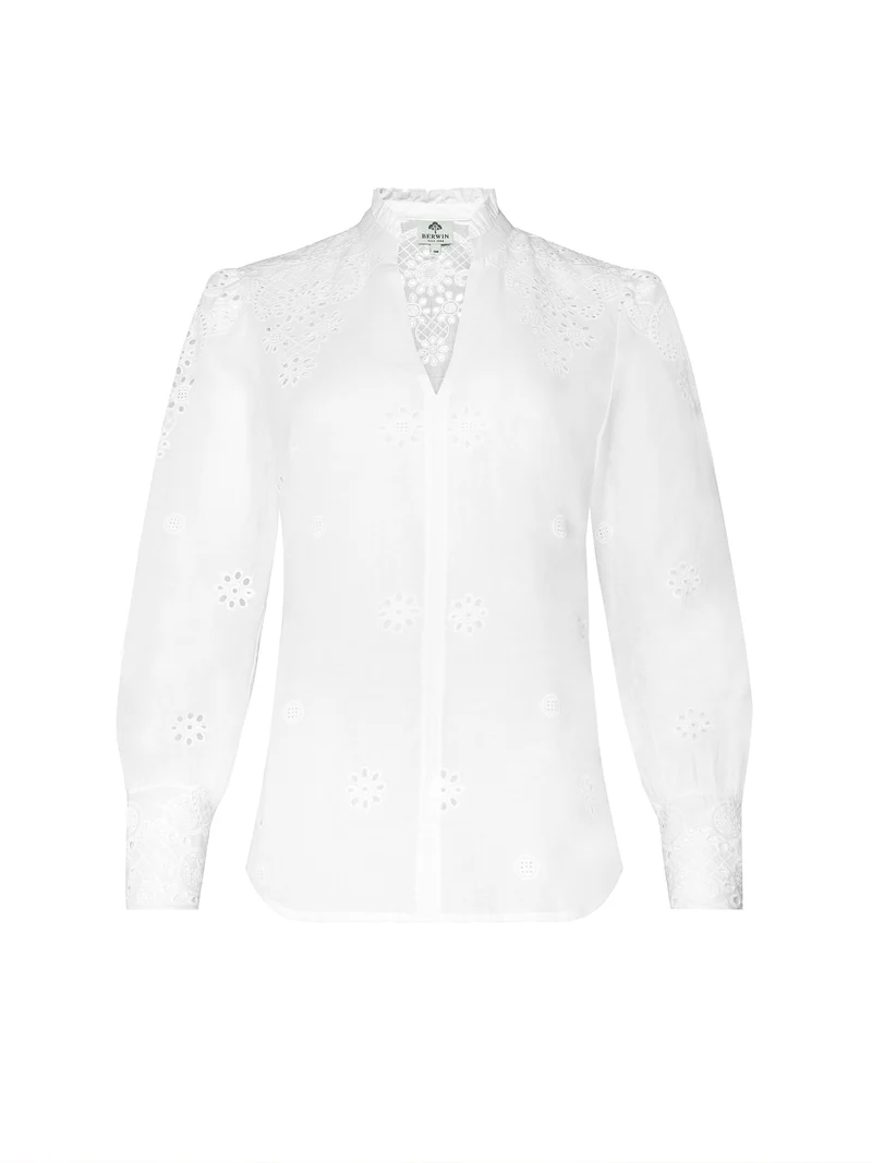 Bluse mit Stickereibordüre