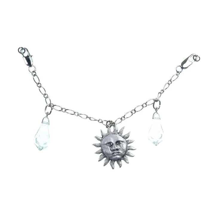 Charivari Sonne mit Kristall Tropfen Silberfarben – Metall TA-270