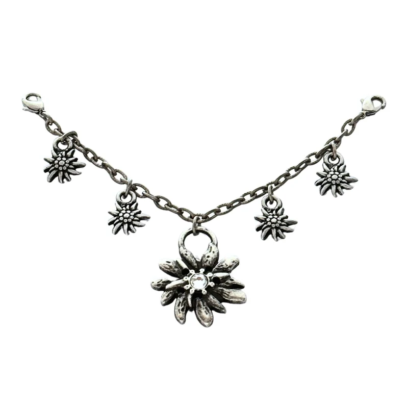 Charivari Edelweiß Silberfarben mit Strass – Metall TA-258