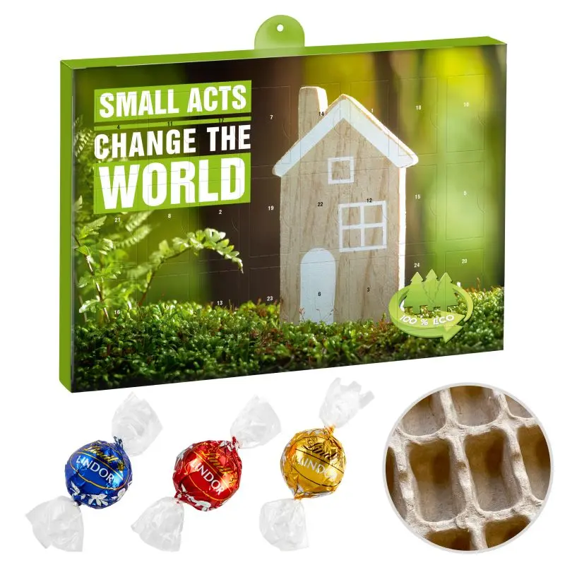 Öko-Premium-Adventskalender mit Lindt Lindor Kugel Mix, personalisierbar