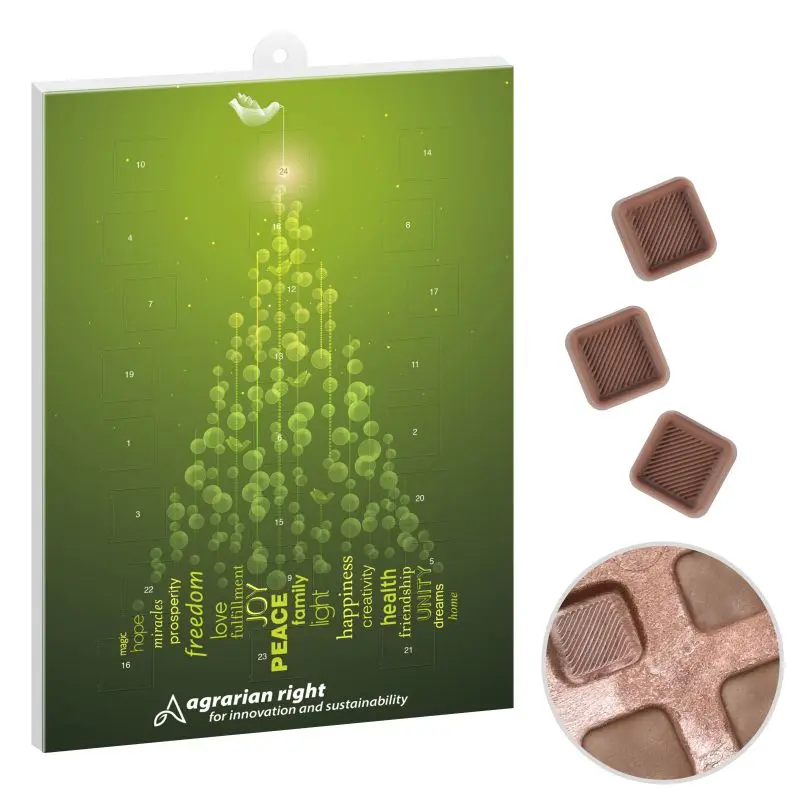 reinpapier Schokoladen-Adventskalender mit persönlichem Druck – 100% Genuss
