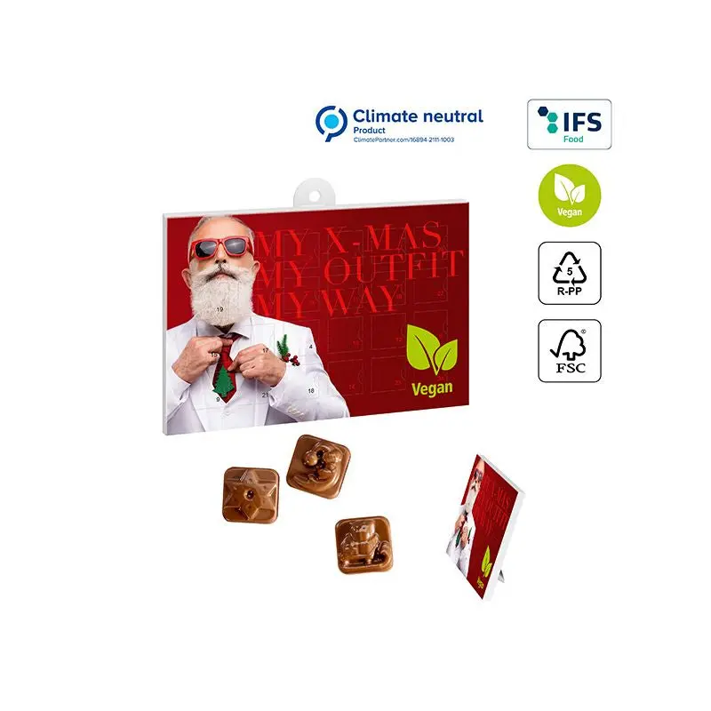 Personalisierter veganer A5-Schoko-Adventskalender, umweltfreundlich