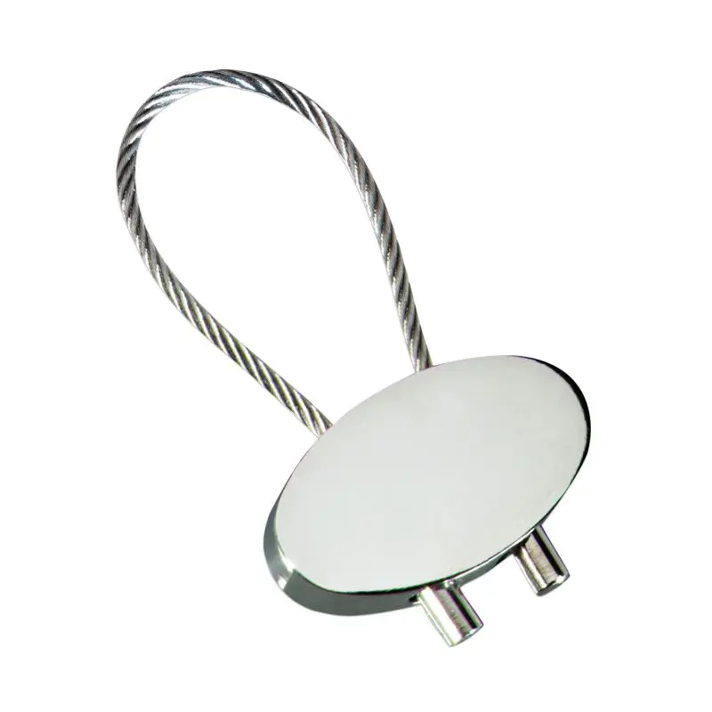 Ovaler RE98-CABLE Schlüsselanhänger - Mattsilber, Stilvolles Design, 100 Zeichen