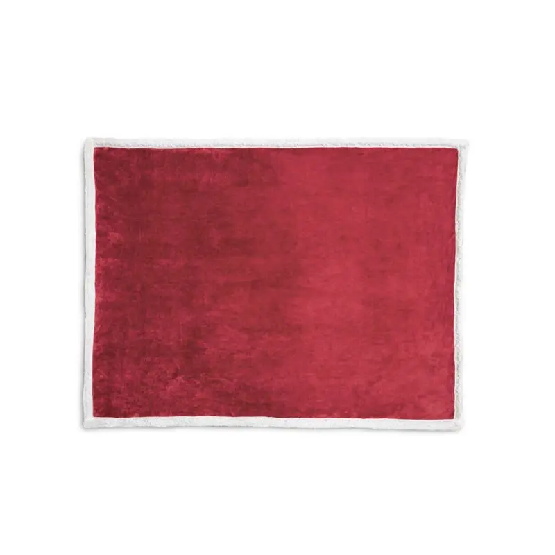 HEIDEN Wendbare Fleecedecke mit Satinband und personalisierter Karte - Elegante burgunder Decke