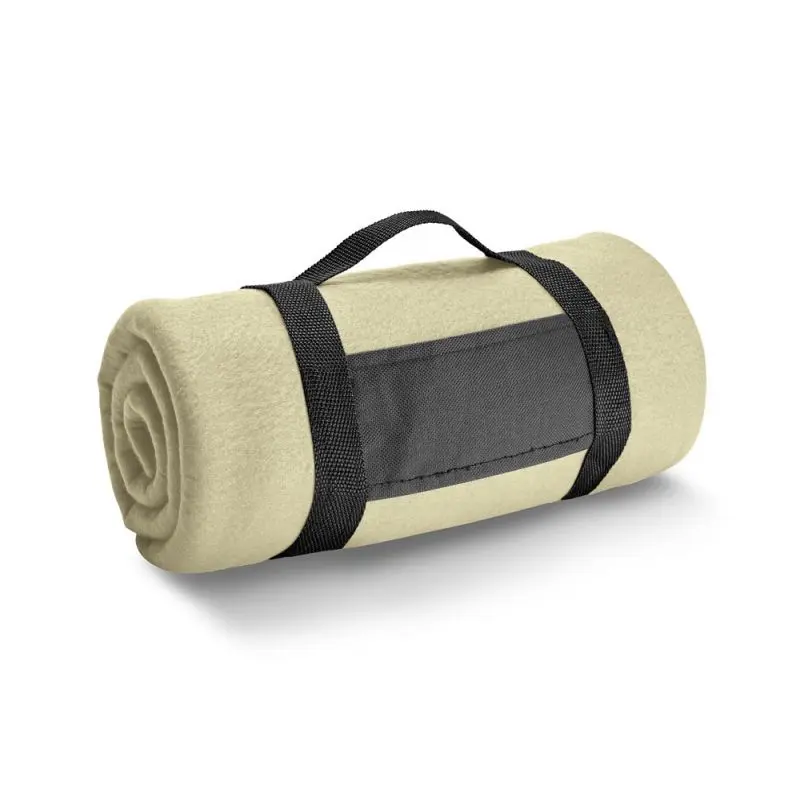 THORPE Fleecedecke (180 g/m²) mit abnehmbarem Griff - Bequeme beige Decke für unterwegs